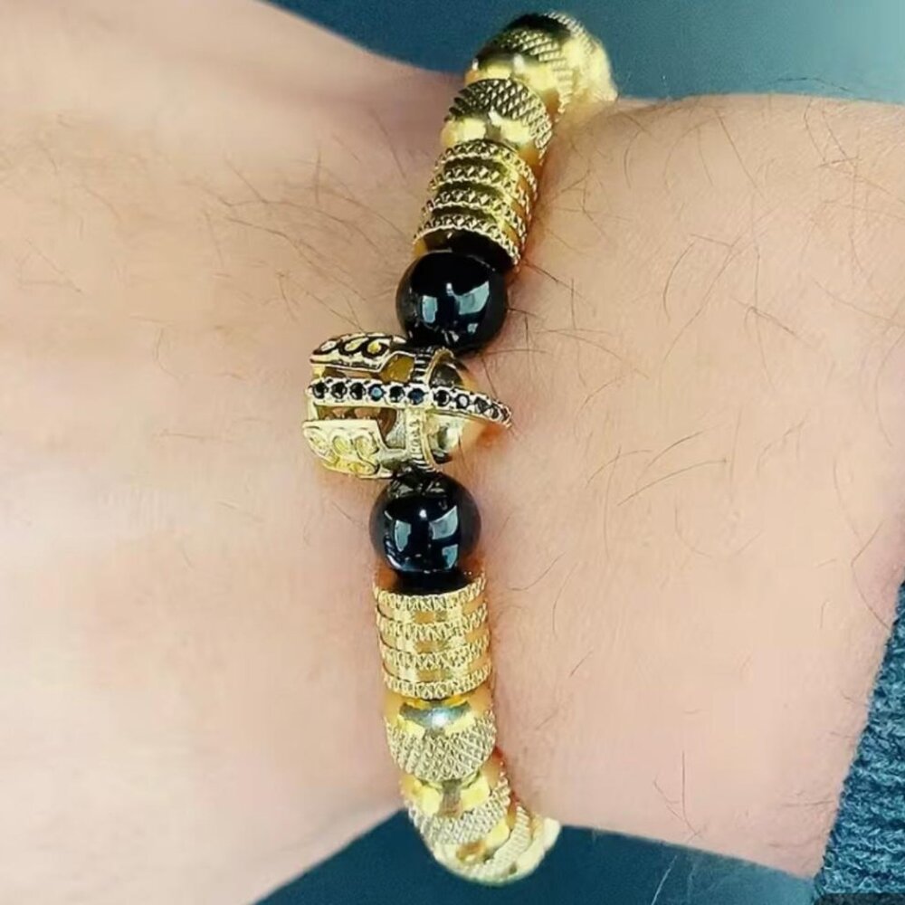 NEW - ARMOR OF GOD HELMET OF SALVATION STUNNING STAINLESS-STEEL BRACELET - GOLD - Picture 3 of 5